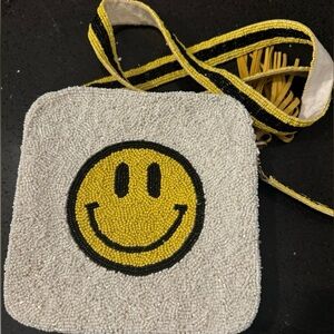 Moyna beaded smiley face cross body purse